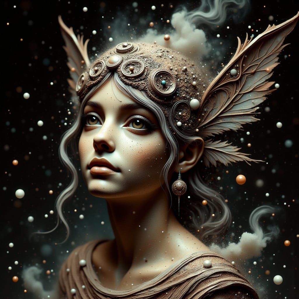 Athena Bust with Winged Helmet in Silvering Photograph