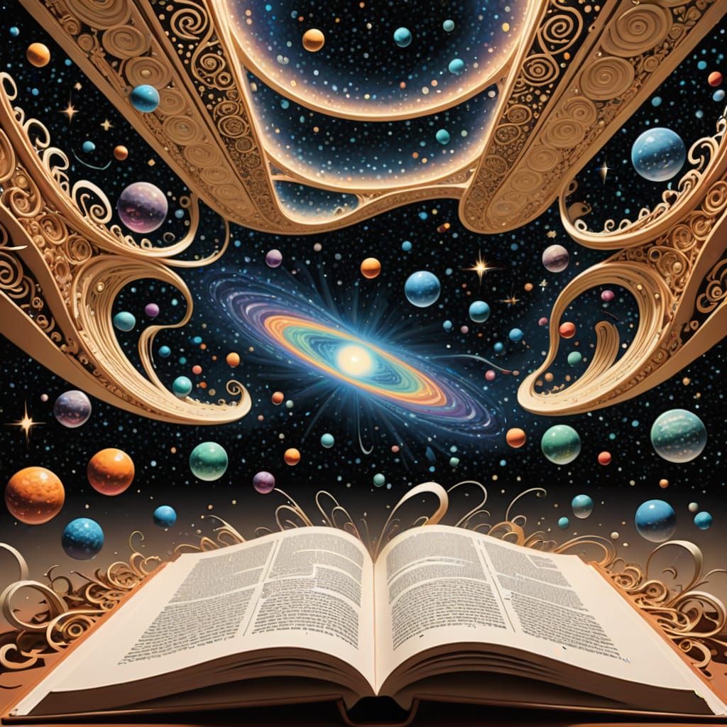 Giant Open Book Transforms into Galaxies in Hyperspace