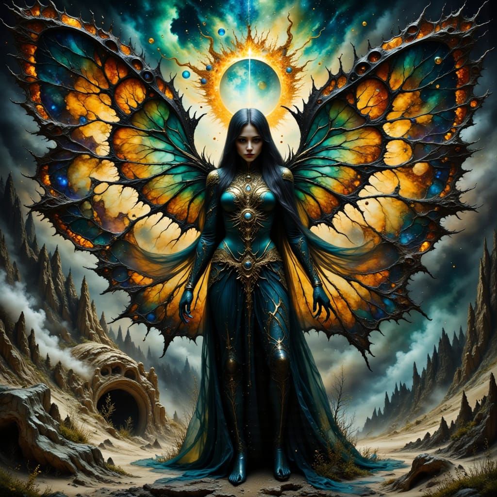 Ethereal Queen of the Abyss in Surreal Style