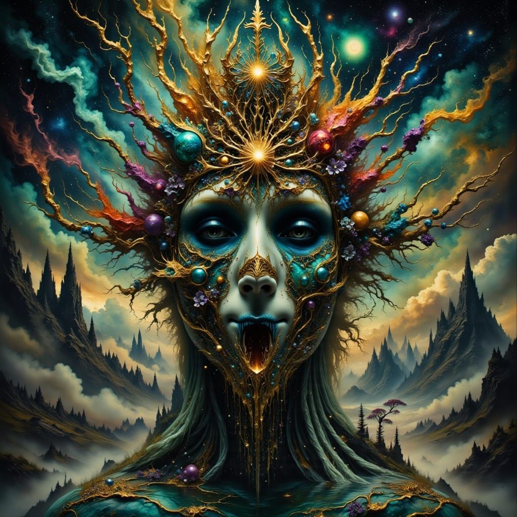 Queen of the Ether in Fantasy Ink Flux Style