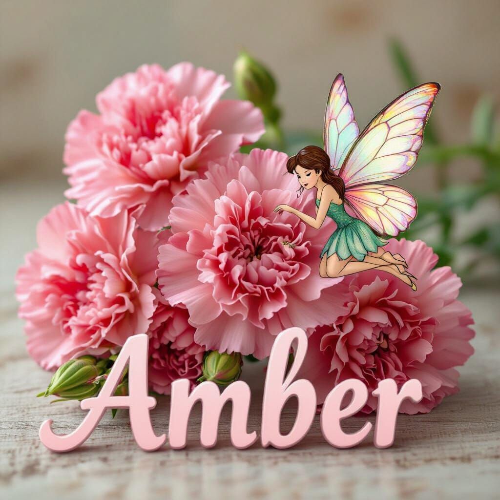 Pink Carnation Fairy Art