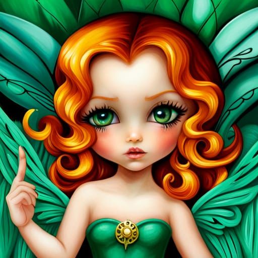 Adorable Baby Elf with Wings in Burton Style