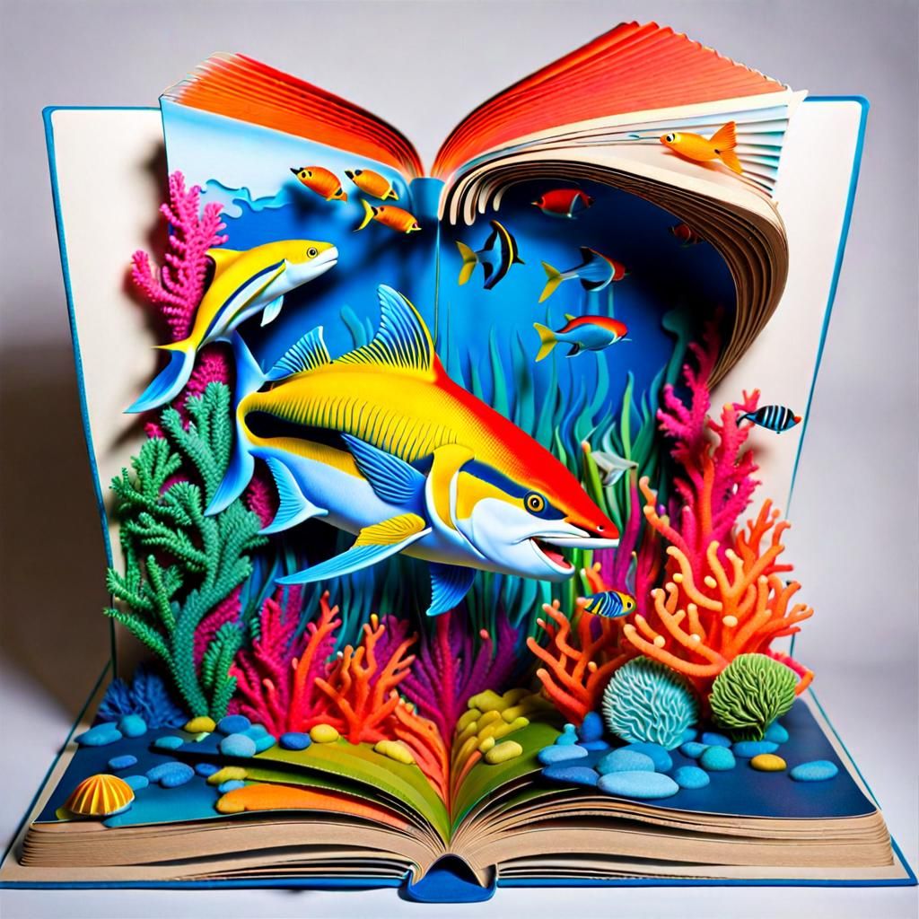 Psychedelic Ocean Pop-Up Book in Hyperrealism