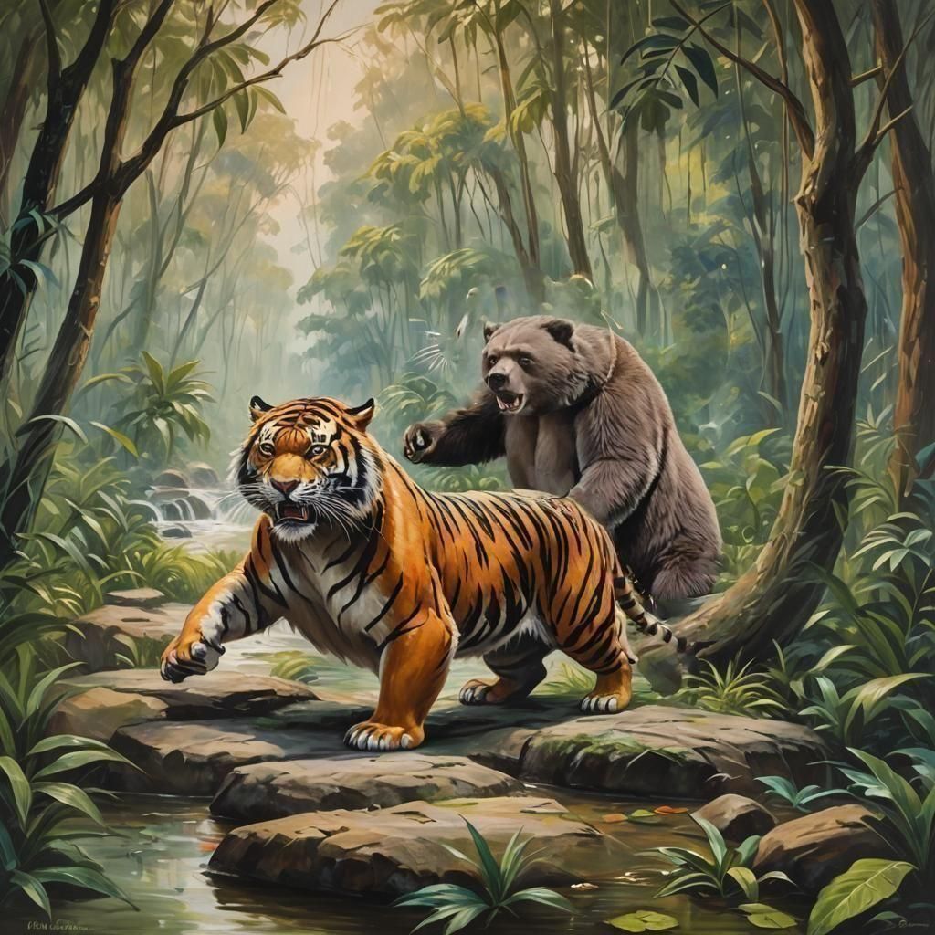 Baloo The Bear Battle Shere Khan Tiger, Scene 3 (The Jungle ...