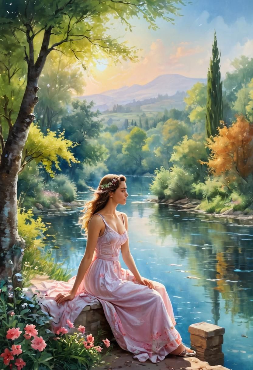 Luminous Watercolor Landscape in Savrasov Style