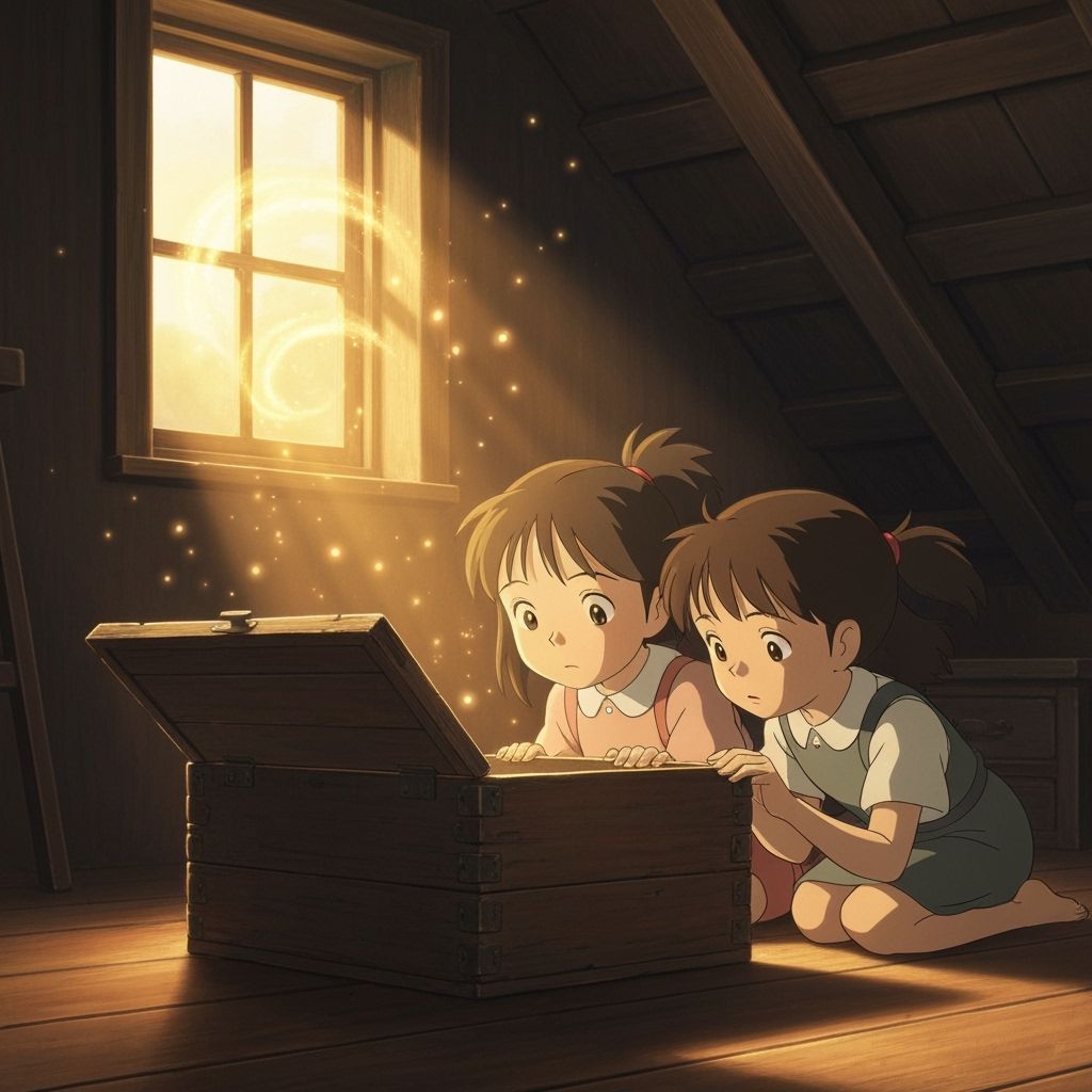 Nostalgic Sisters Discover Magical Dust in Sunlit Attic