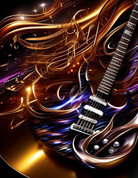 Surreal Electric Guitar and Elephant in Fauvist Style