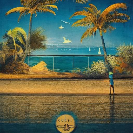 Retro Travel Poster of Woman and Ship Captain