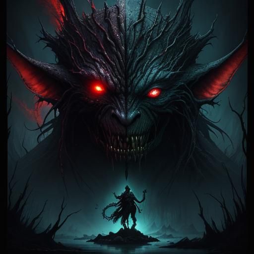 Carnage-Yoda Fusion Creature in Dark Swamp: Comic Art