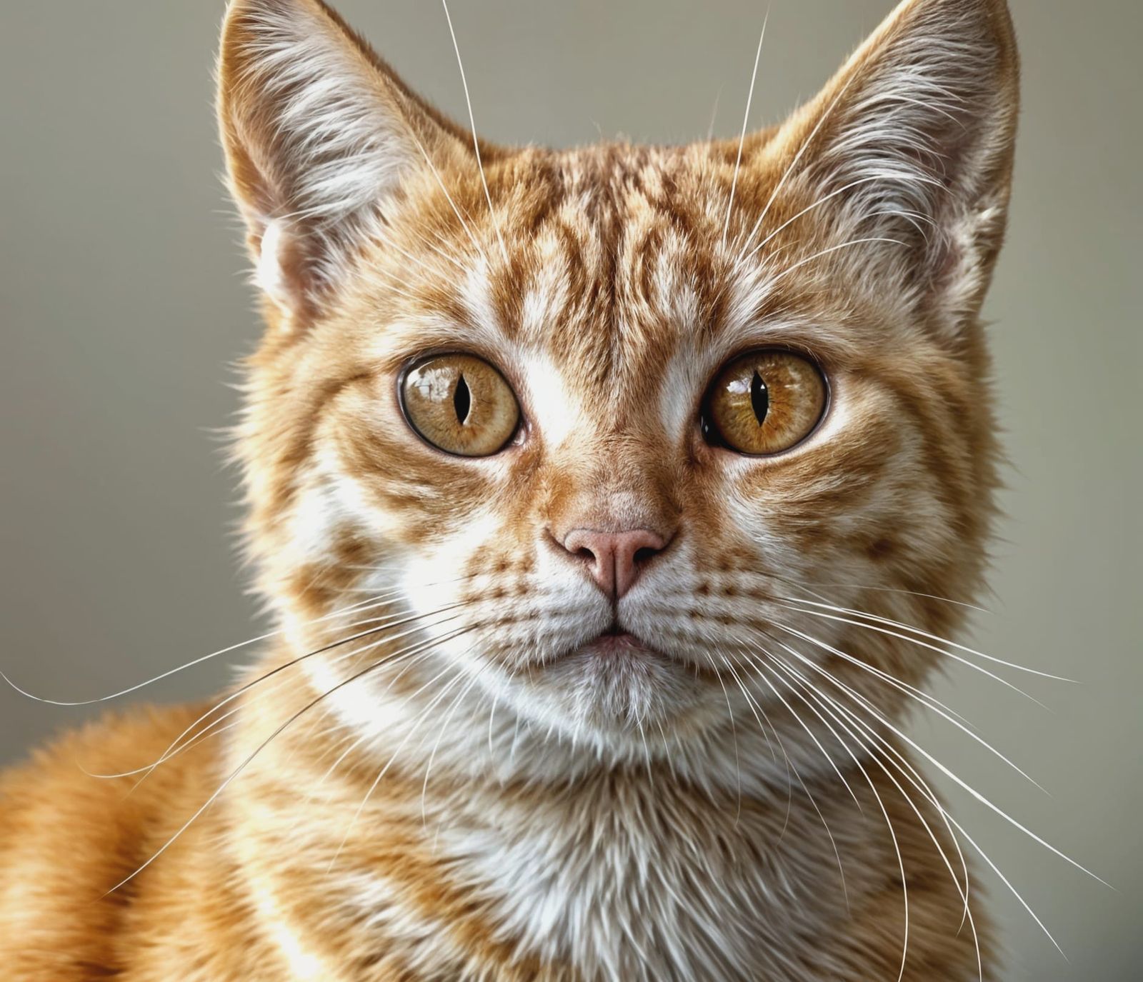 Golden Tabby Cat Portrait with Amber Eyes