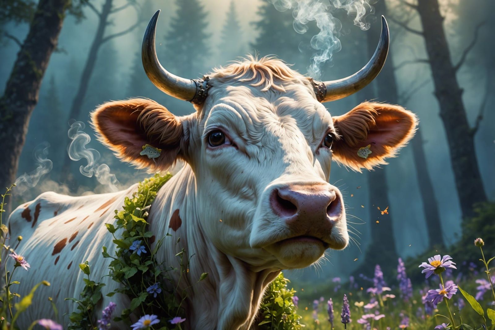 Dawn Awakening: Cow Warms After Cold Night