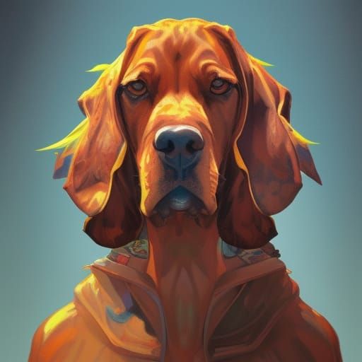 Marijuana Hound Portrait in Art Nouveau Style