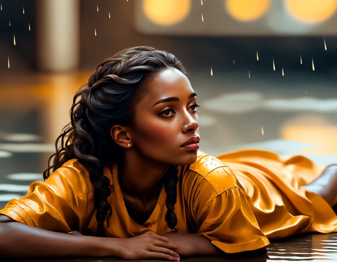 Impressionist Portrait of Young Woman in Watercolor Style