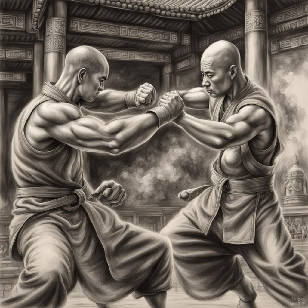 Shaolin Kung Fu Fighter in Chinese Temple