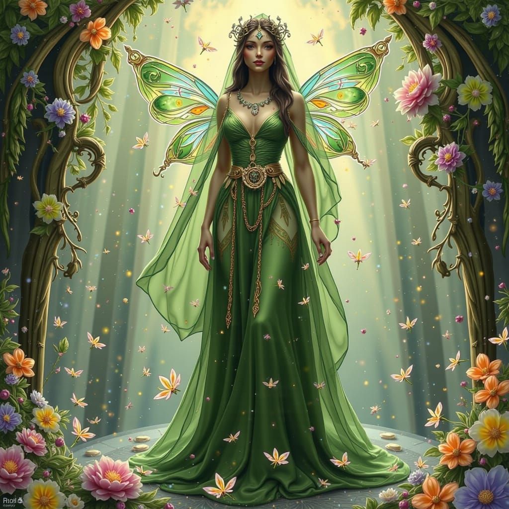 Seelie Fae Queen in Art Nouveau Style