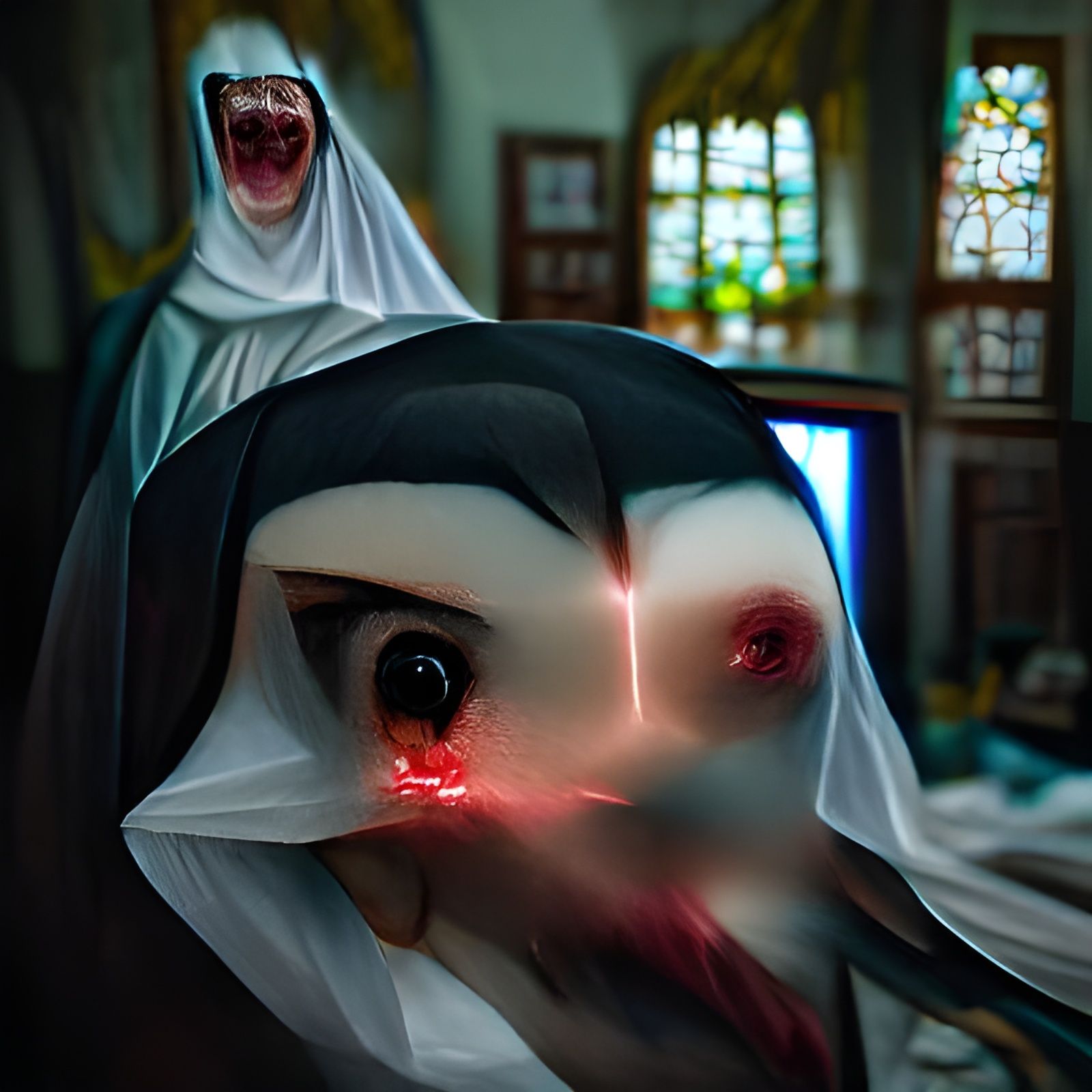 The nun horror demon face 1