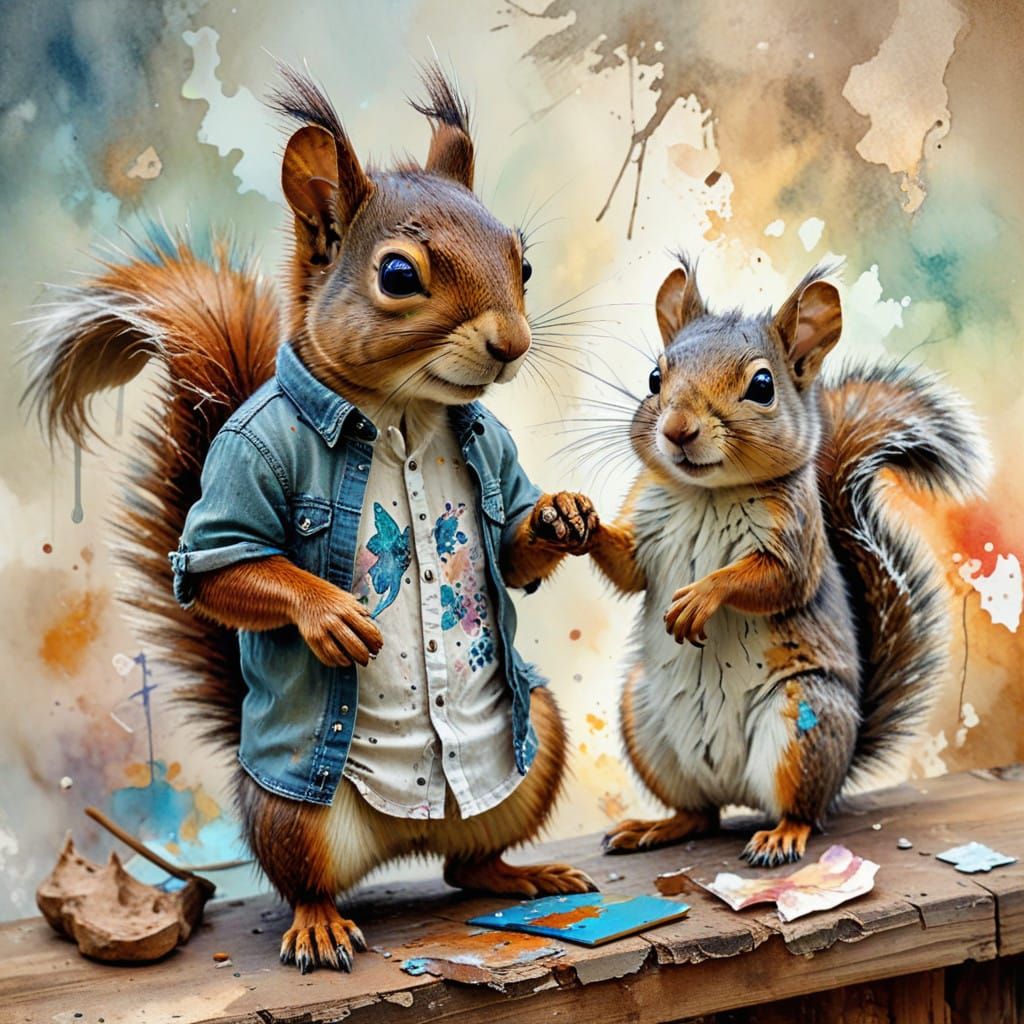 Vibrant Woodland Scene in Impasto Watercolor Style