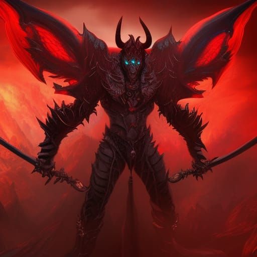 Wrathful Red Demon King: Detailed Fantasy Art