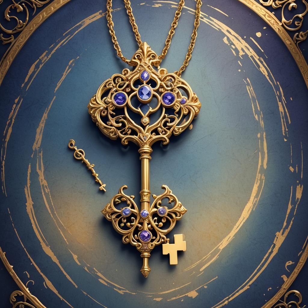 Opulent Key Pendant Concept Art in Art Nouveau Style