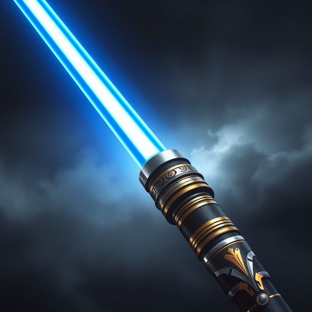 Luxurious Industrial Lightsaber Hilt in Golden Renaissance S...