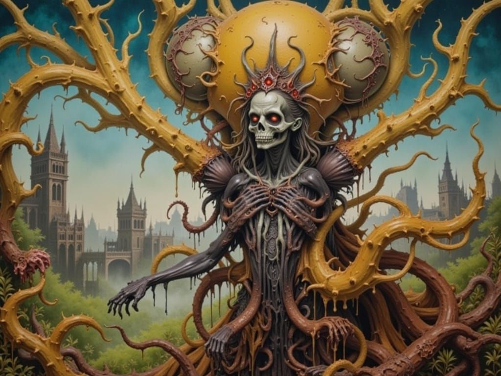 Surreal Fantasy Realm Inspired by Bosch and Giger