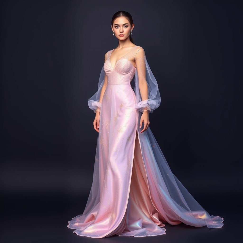 Ethereal Goddess in Shimmering Gown