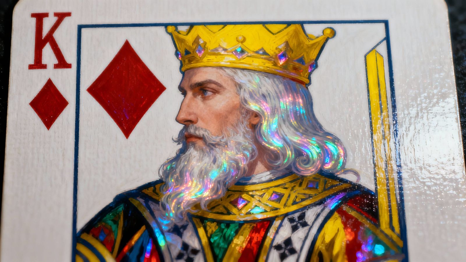 King of Diamonds Noir Painting in Profile