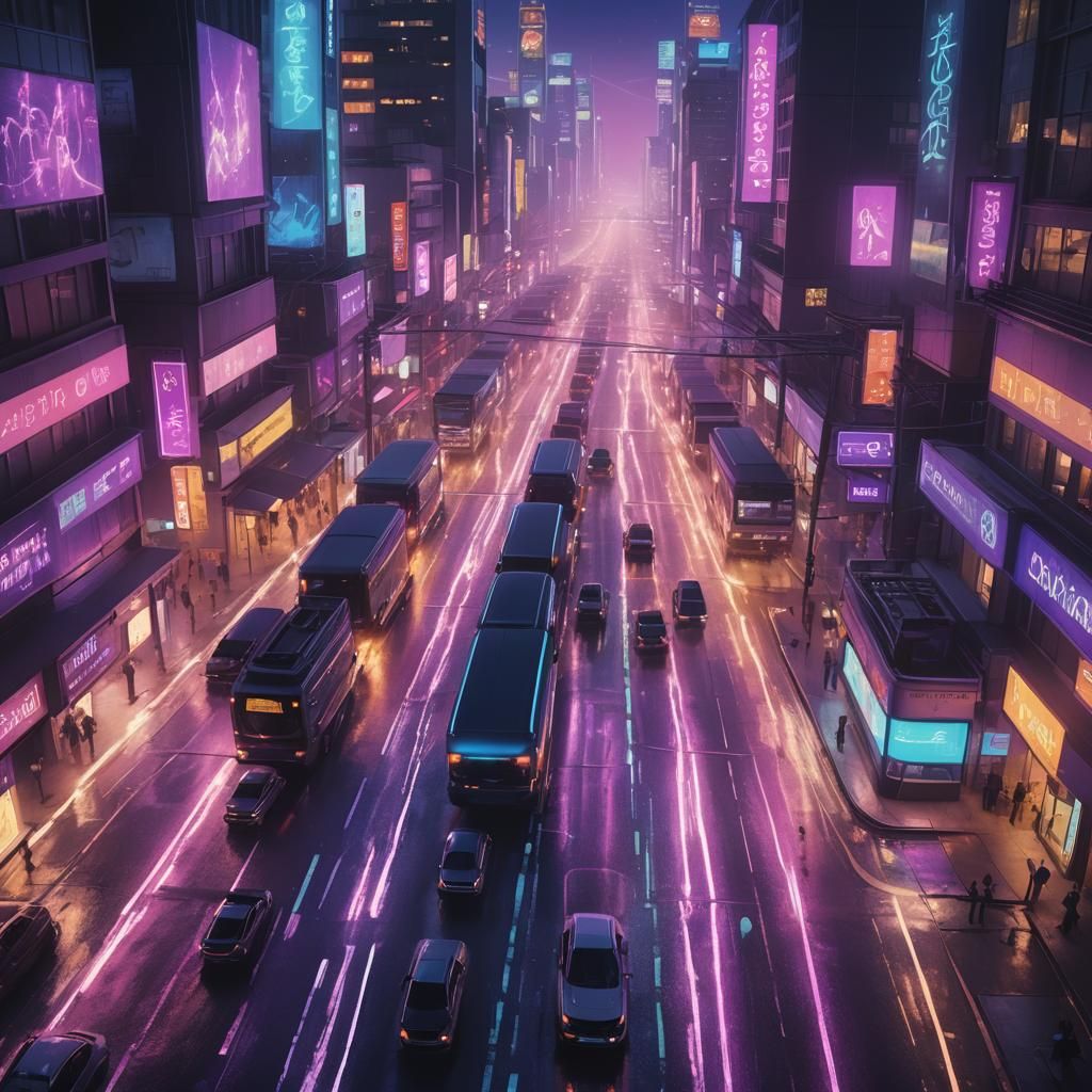 Cyberorganic Figure Walking Above City Streets