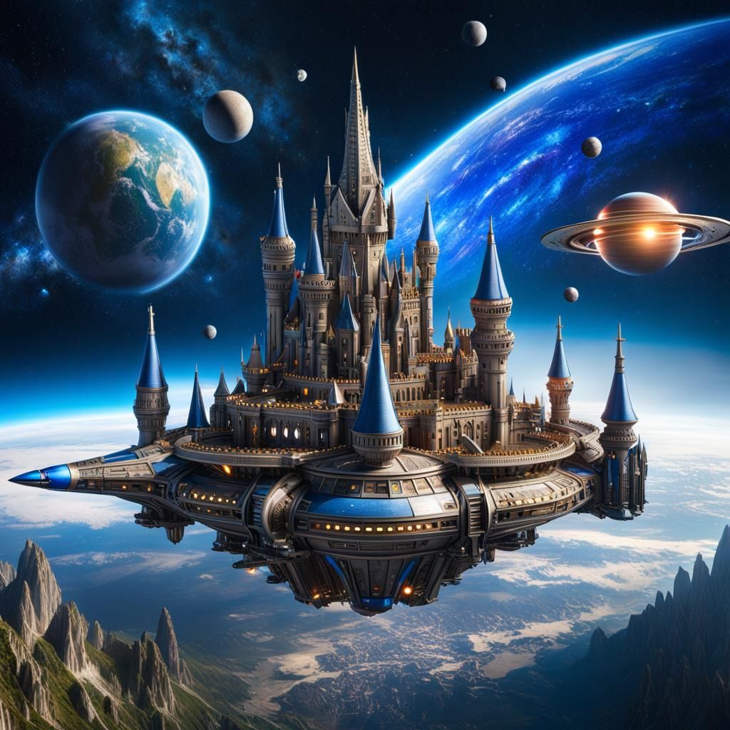 Medieval Space Castle in Sci-Fi Galaxy