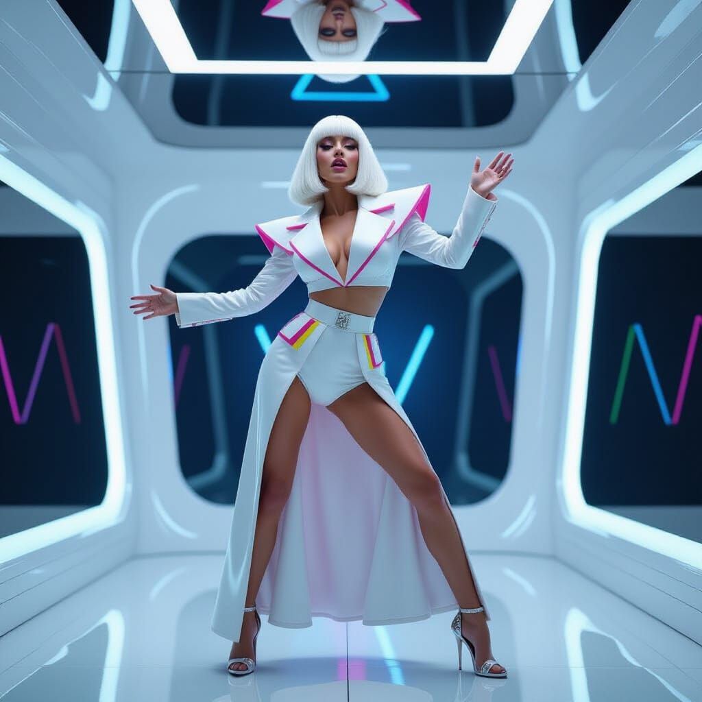 Futuristic Pop Star Performance in Neon Style