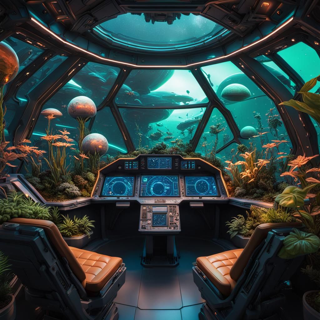 Botanical Garden Dome in Alien Spacecraft Cockpit