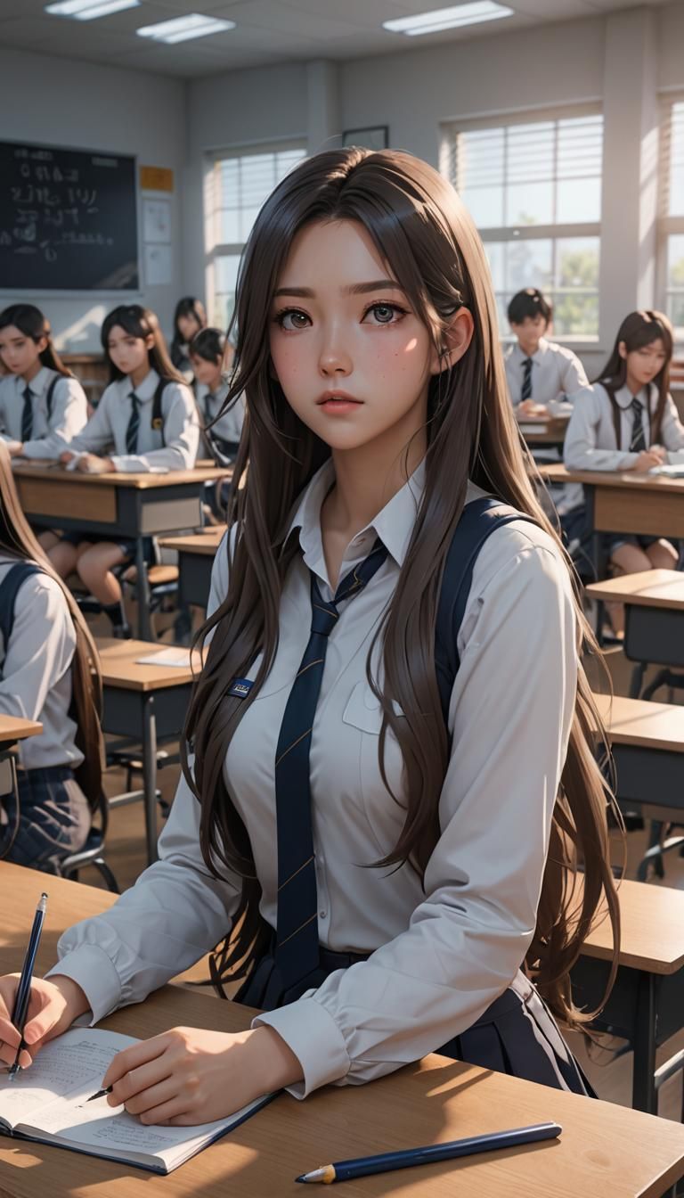 Anime Girl Wakes Up in High School Classroom