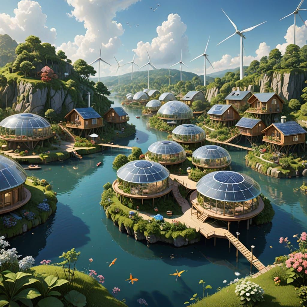 Floating Eco-Oasis in Whimsical Harmony with Nature