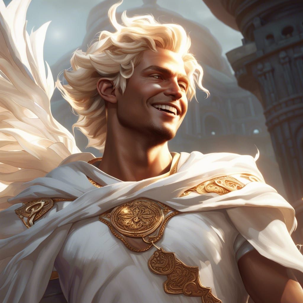 Smiling Apollo in Fine Fabrics: Dark Fantasy Art