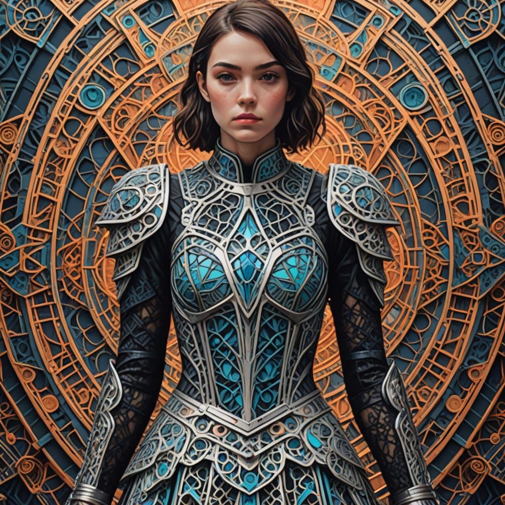 comix psychedelic art geometric futurism lace dress armour