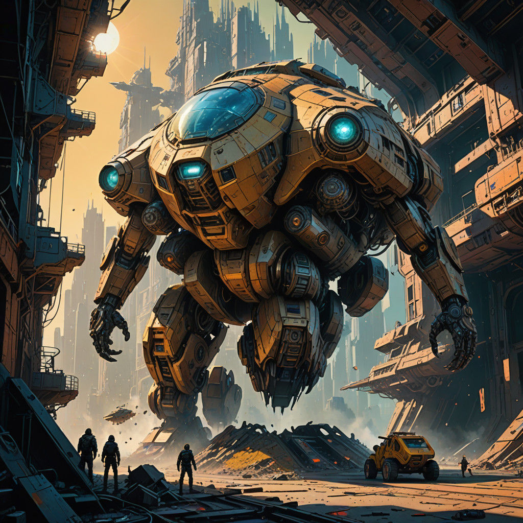 Retro-Futuristic Starship Adrift in the Void