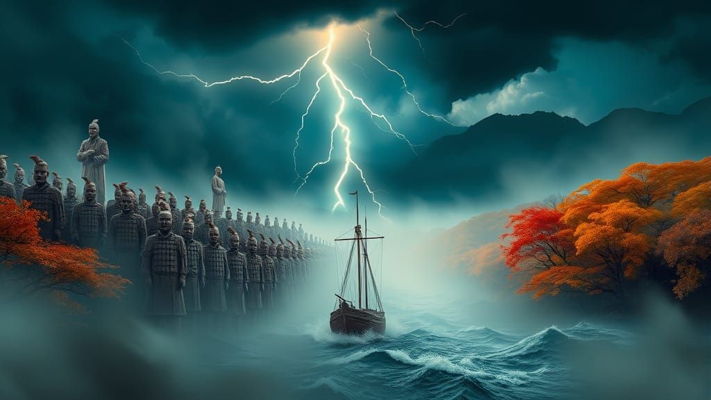 Terracotta Army Rises From Autumn Mist