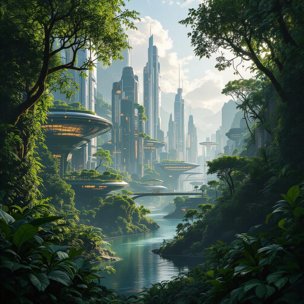 Futuristic Eco-City Harmonizing With Nature