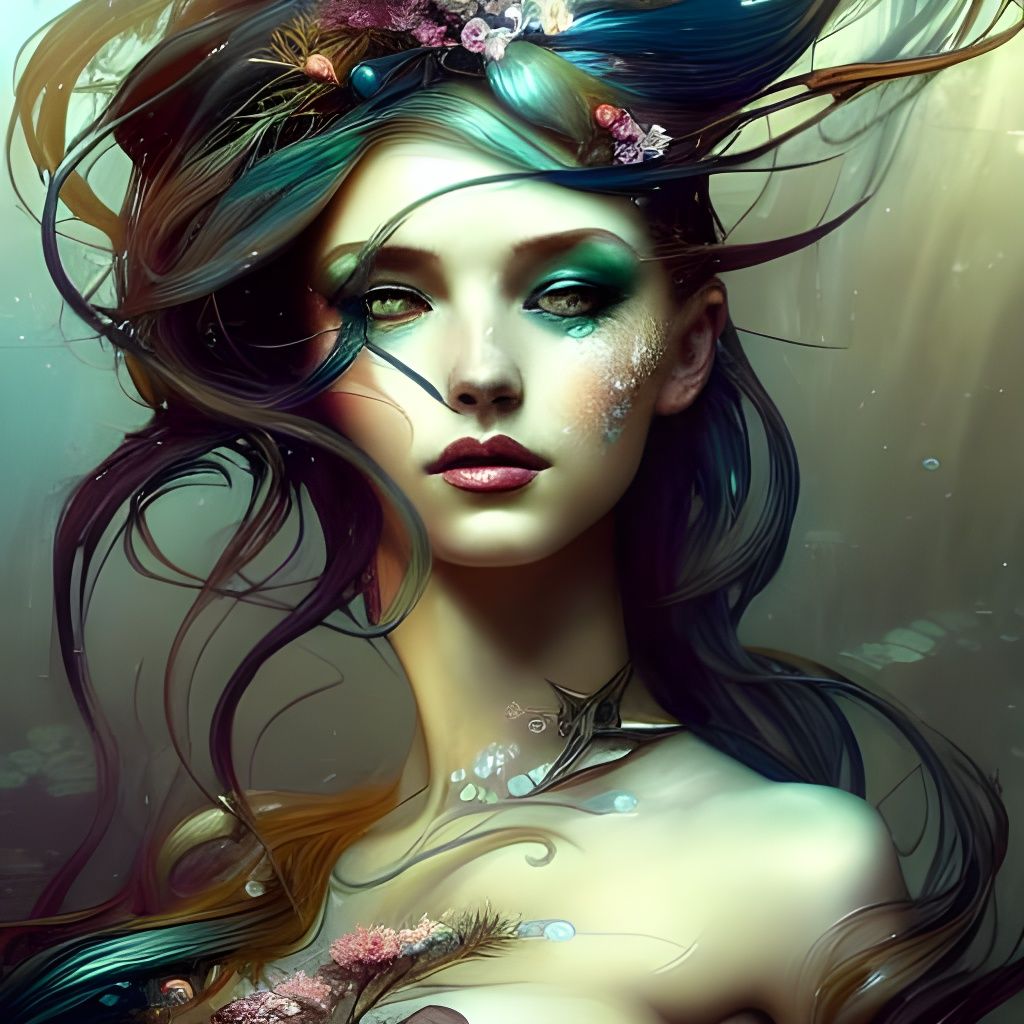 Whimsical Mermaid Concept Art in Gothic Style