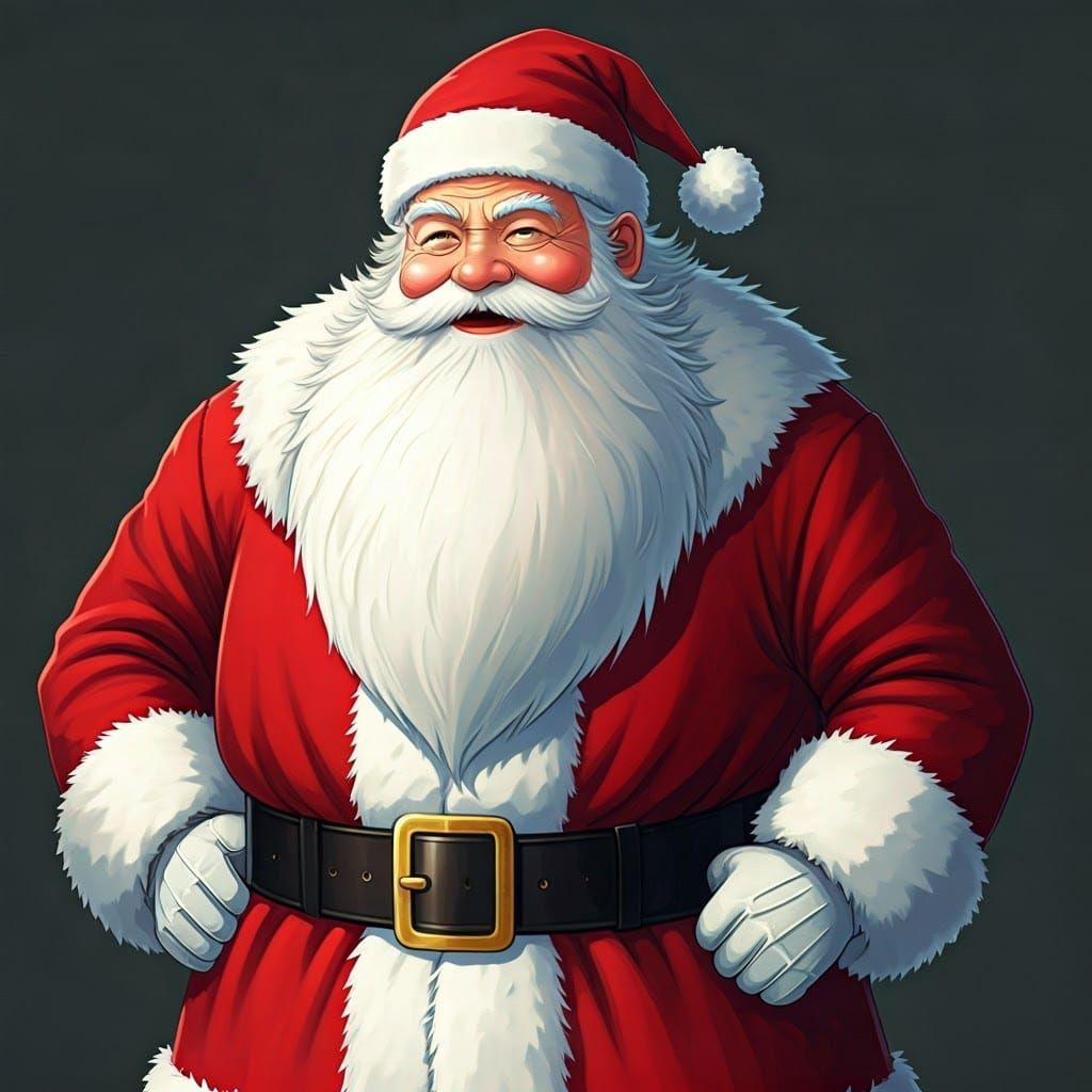 Jovial Elderly Man with White Beard, Cel-Shaded Art