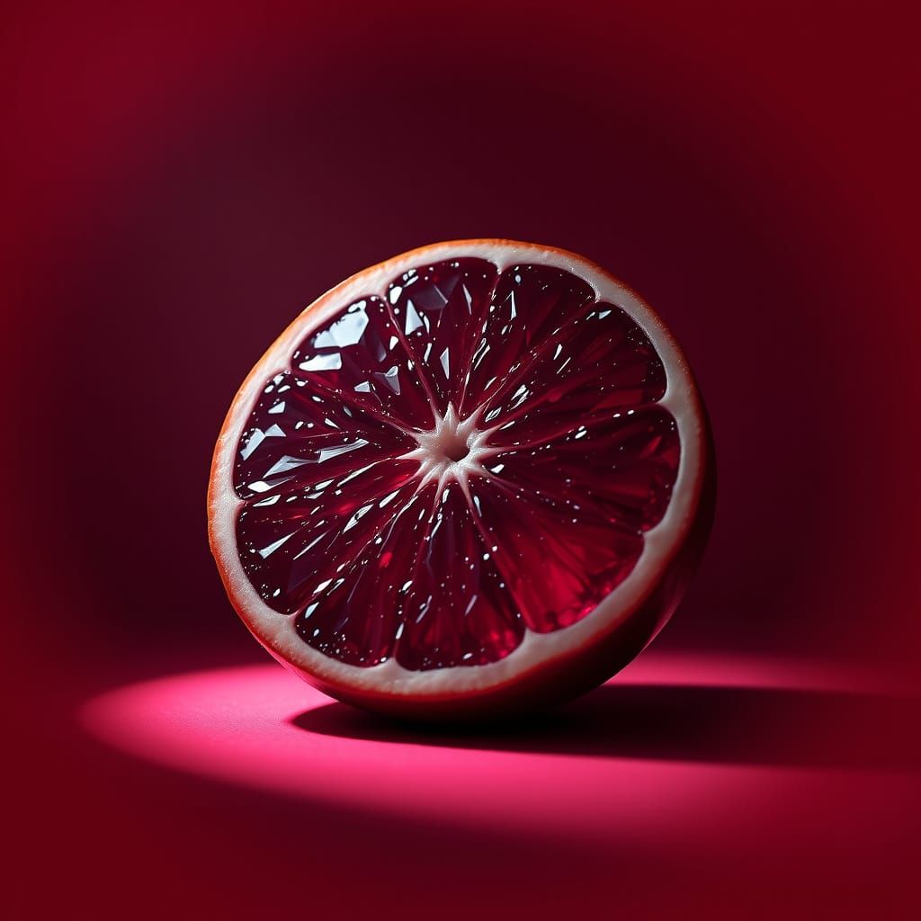 Ruby Gemstone Grapefruit in Deep Red Gradient