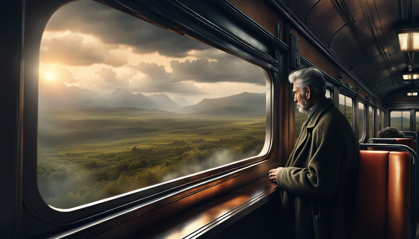 Solitary Traveler on Train Journey: Awaits Encounter