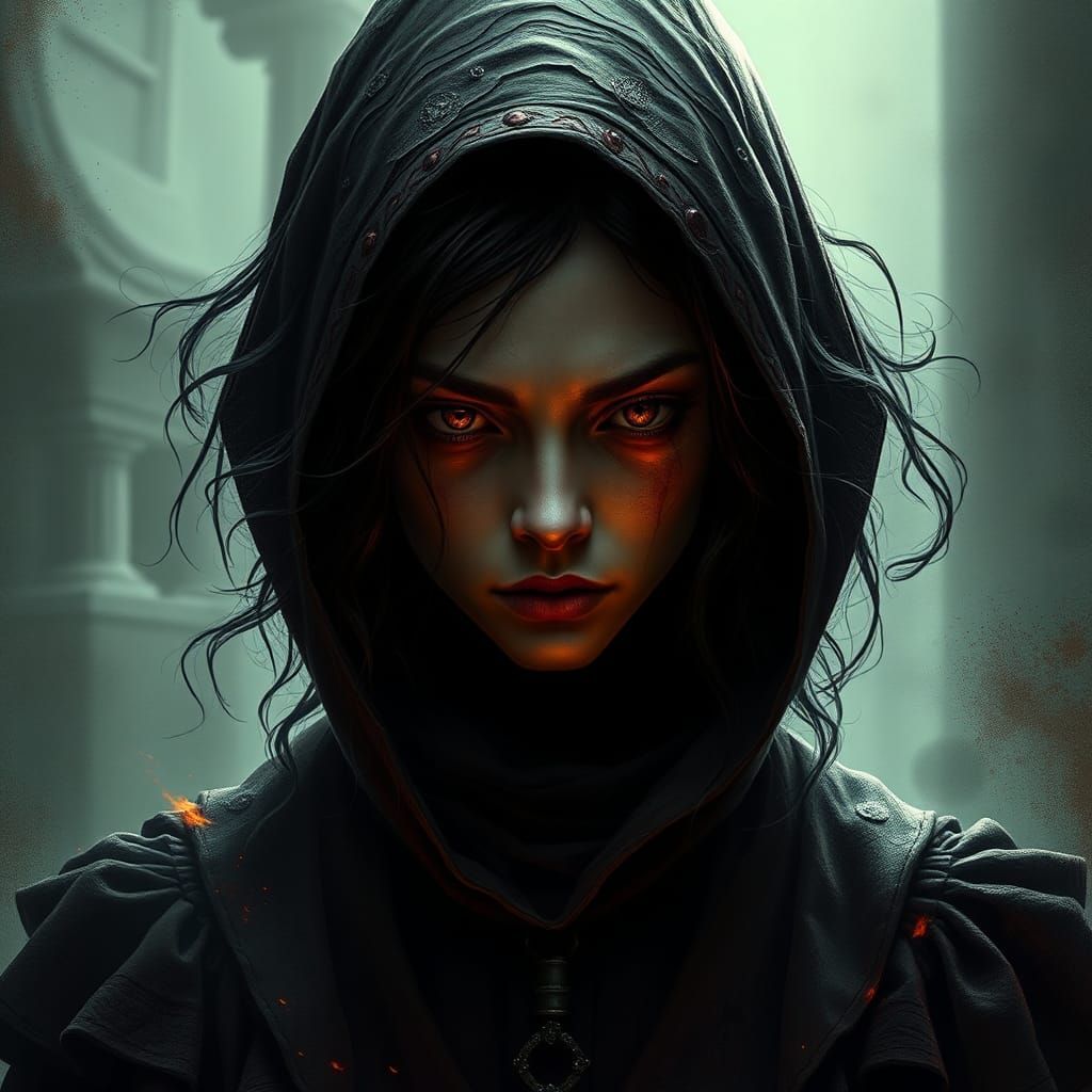 Dark Cinderella in a Nightmare Landscape