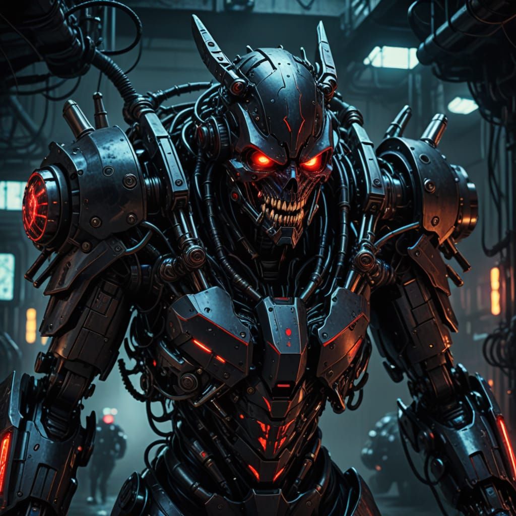 Cyberpunk Vampire in Futuristic Mech Suit