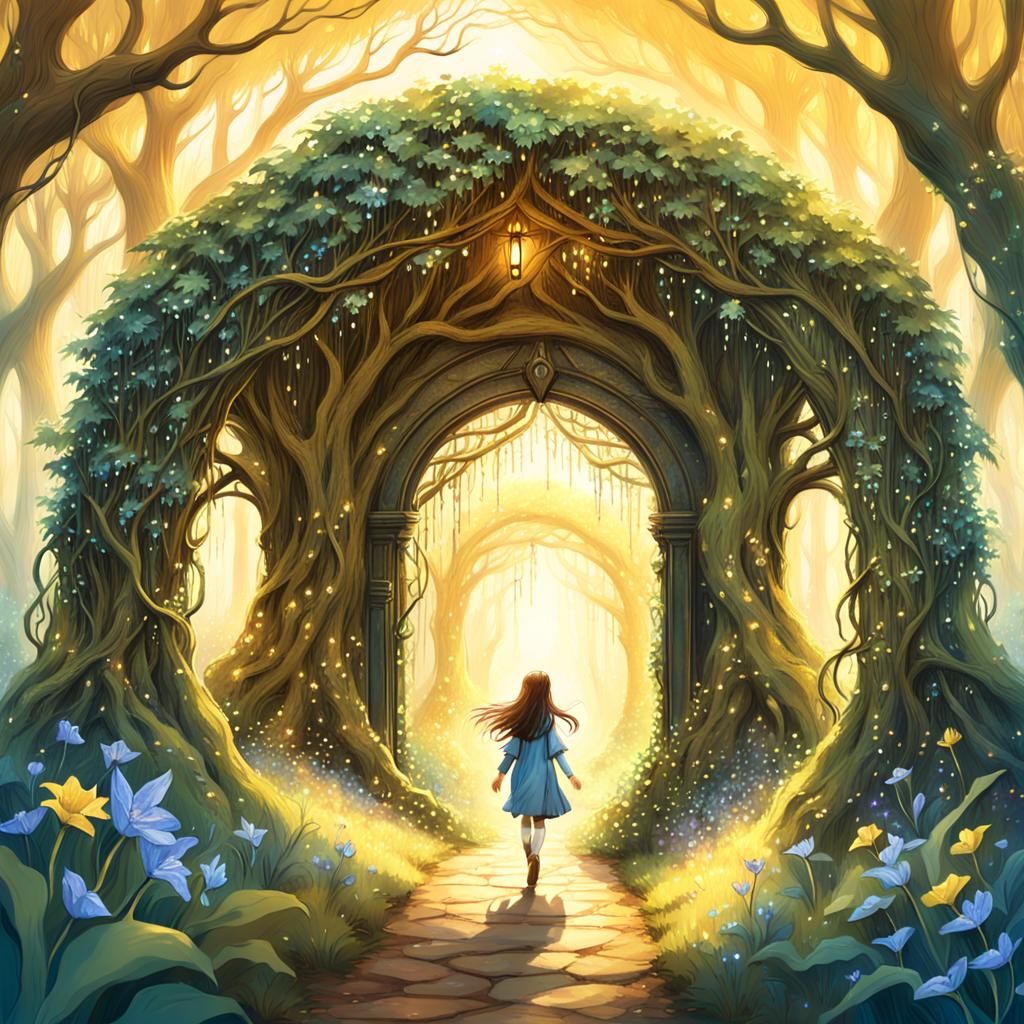 Whimsical Forest Portal in Dreamlike Fantasy Style