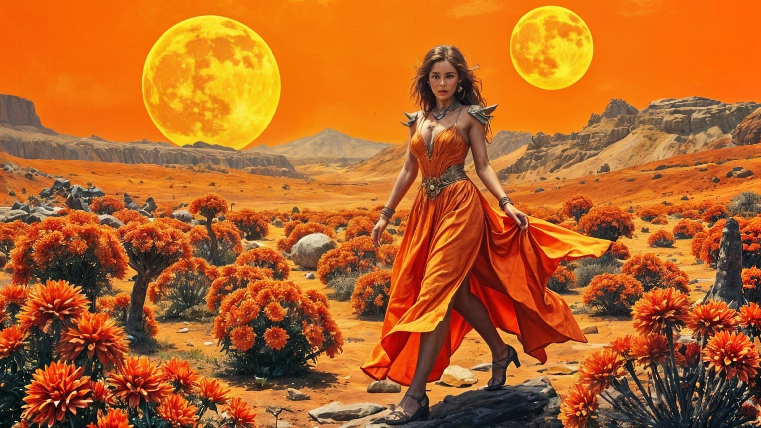 Elven Cyborg Princess in Martian Garden