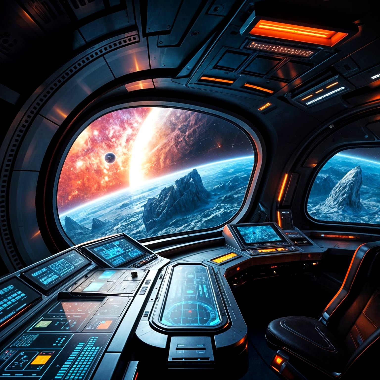 Cosmic Command Center in Hyperrealistic Detail