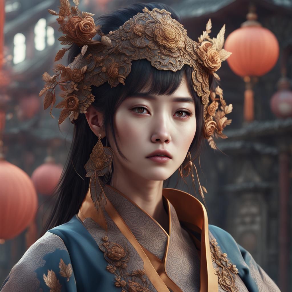 Modern Korean Girl in Detailed Matte Painting