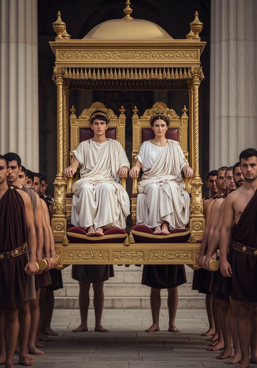 Roman Emperor and Empress on Gold Litter
