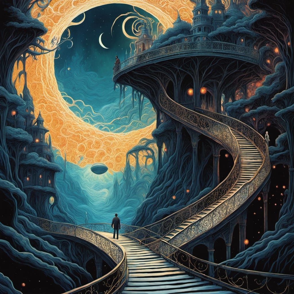 Cosmic Fantasy: Spiraling Bridge to Living Constellations